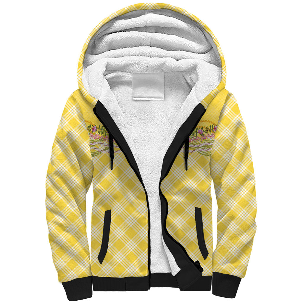 Hawaii Palaka Pikake Lokelani Plumeria Sherpa Hoodie Melemele Coquette Bow LT01 Unisex Yellow - Polynesian Pride