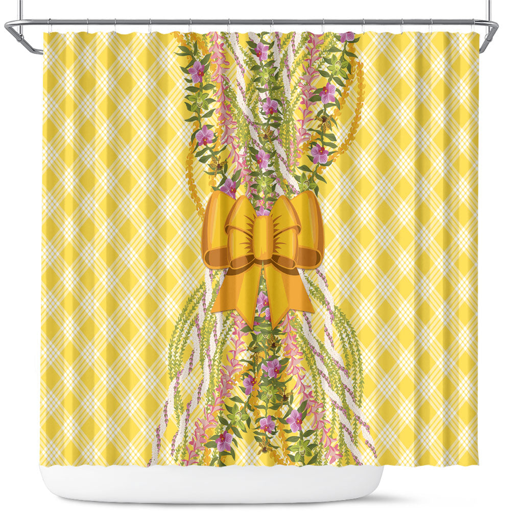 Hawaii Palaka Pikake Lokelani Plumeria Shower Curtain Melemele Coquette Bow LT01 Yellow - Polynesian Pride