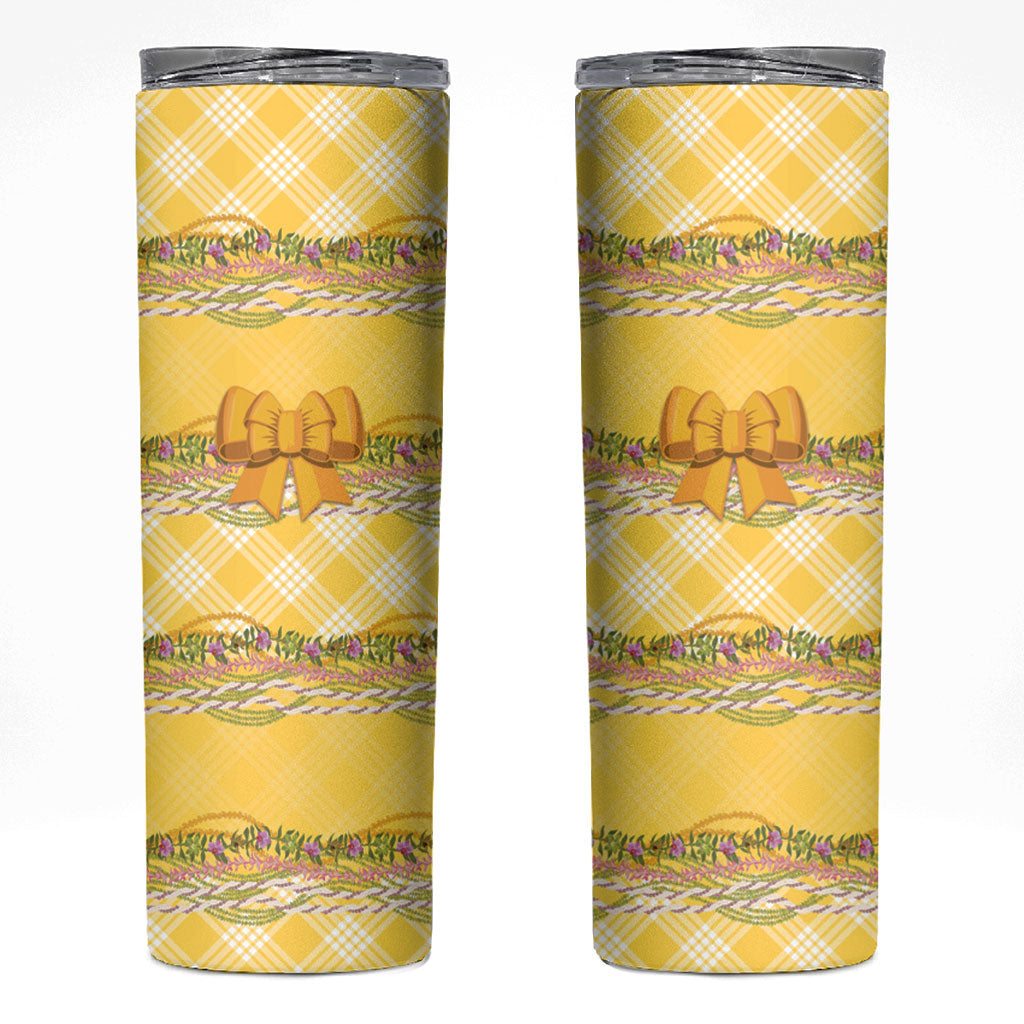 Hawaii Palaka Pikake Lokelani Plumeria Skinny Tumbler Melemele Coquette Bow LT01 Yellow - Polynesian Pride