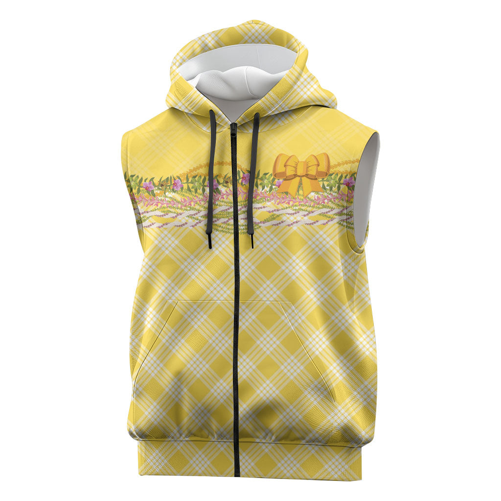 Hawaii Palaka Pikake Lokelani Plumeria Sleeveless Zip Hoodie Melemele Coquette Bow LT01 Yellow - Polynesian Pride