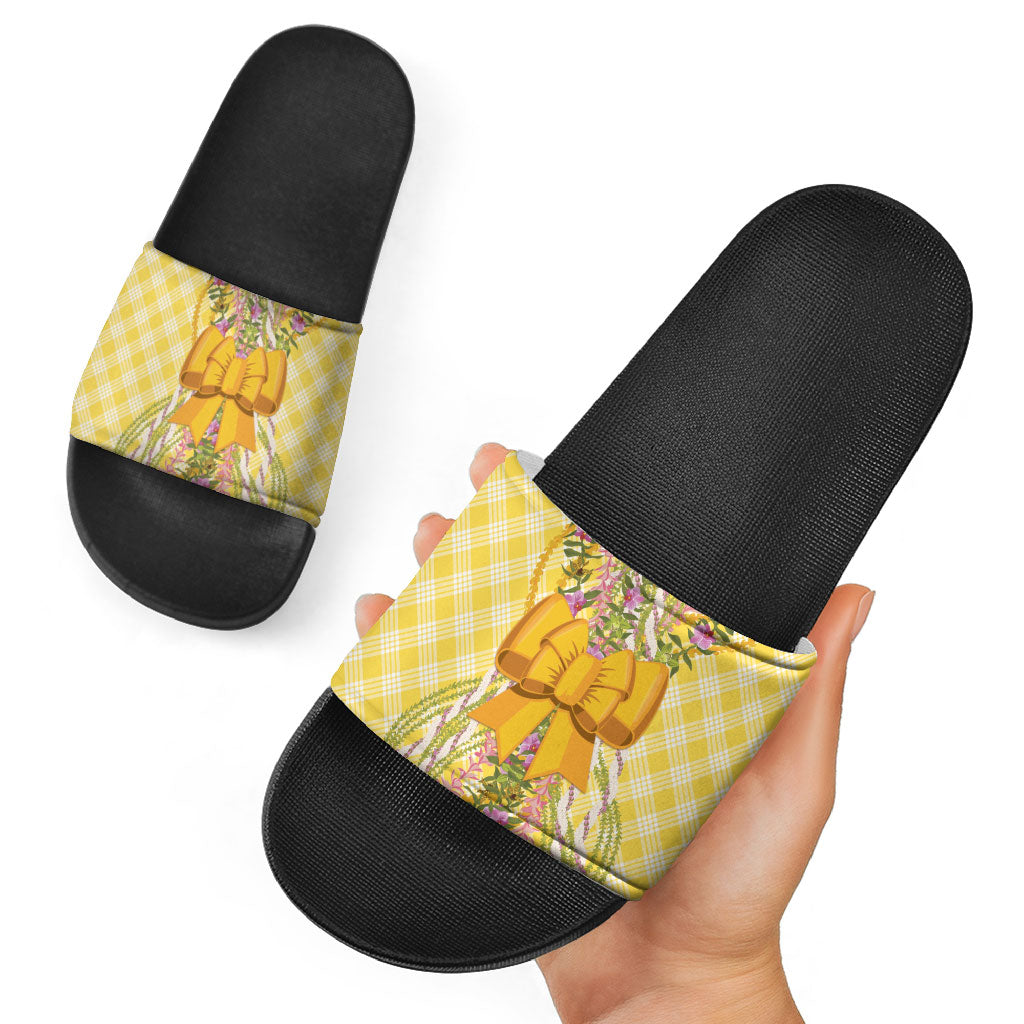 Hawaii Palaka Pikake Lokelani Plumeria Slide Sandals Melemele Coquette Bow LT01 - Polynesian Pride