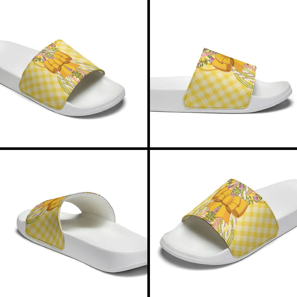 Hawaii Palaka Pikake Lokelani Plumeria Slide Sandals Melemele Coquette Bow LT01 - Polynesian Pride