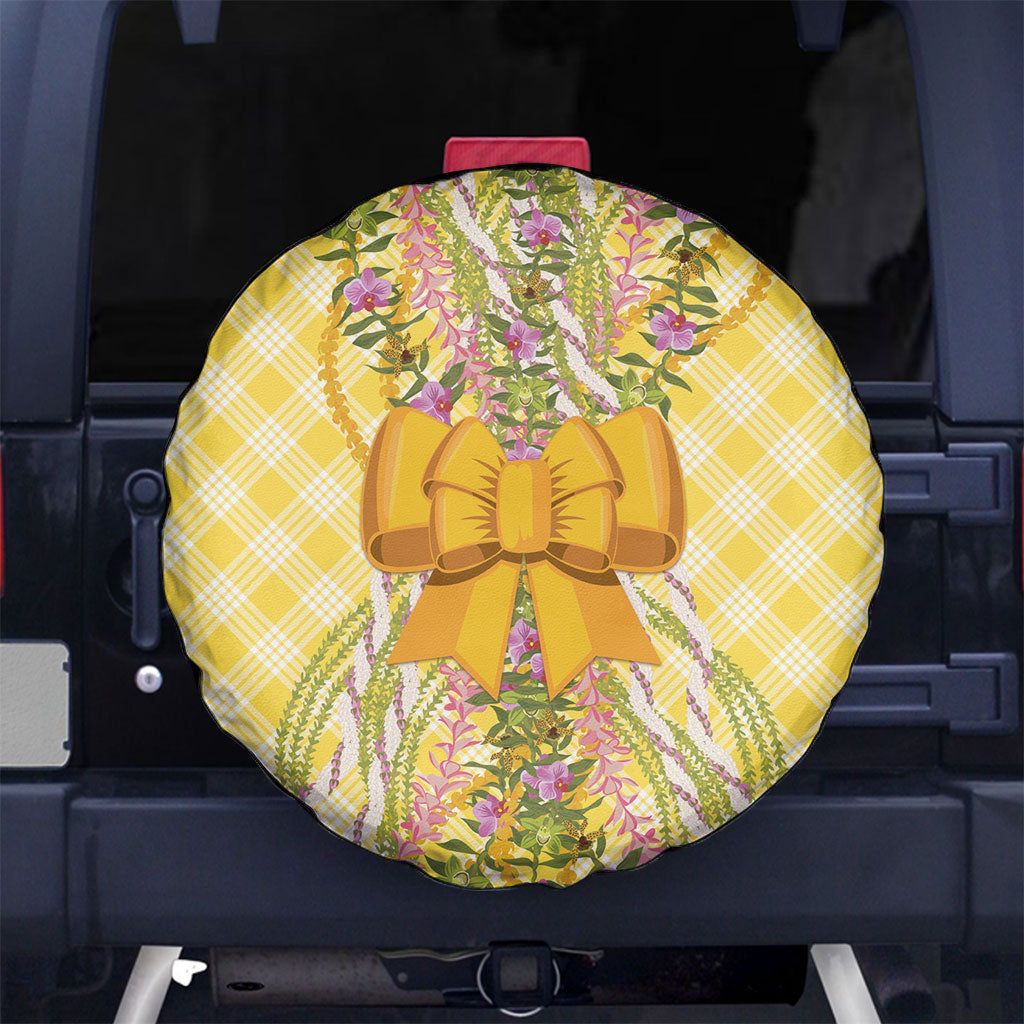 Hawaii Palaka Pikake Lokelani Plumeria Spare Tire Cover Melemele Coquette Bow LT01 No hole Yellow - Polynesian Pride