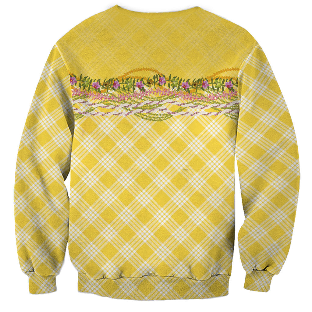 Hawaii Palaka Pikake Lokelani Plumeria Sweatshirt Melemele Coquette Bow LT01 - Polynesian Pride