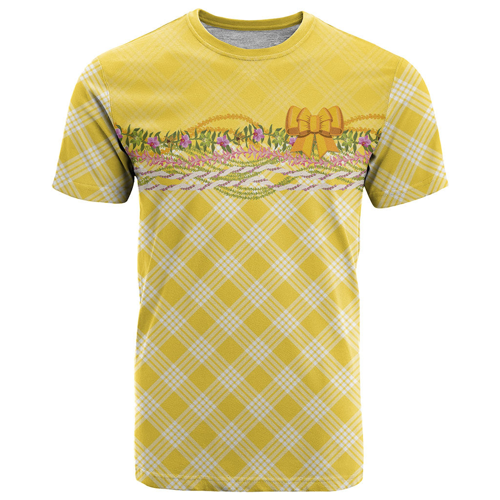 Hawaii Palaka Pikake Lokelani Plumeria T Shirt Melemele Coquette Bow LT01 Yellow - Polynesian Pride