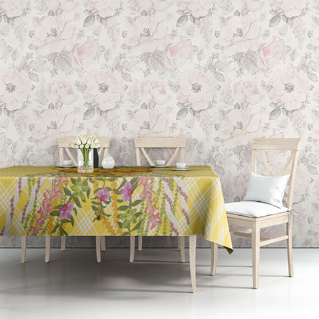 Hawaii Palaka Pikake Lokelani Plumeria Tablecloth Melemele Coquette Bow LT01 - Polynesian Pride