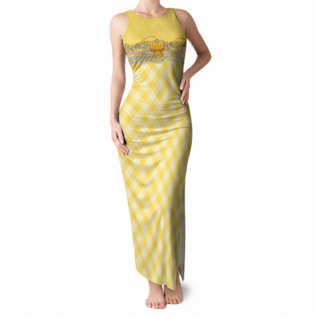 Hawaii Palaka Pikake Lokelani Plumeria Tank Maxi Dress Melemele Coquette Bow LT01 Women Yellow - Polynesian Pride