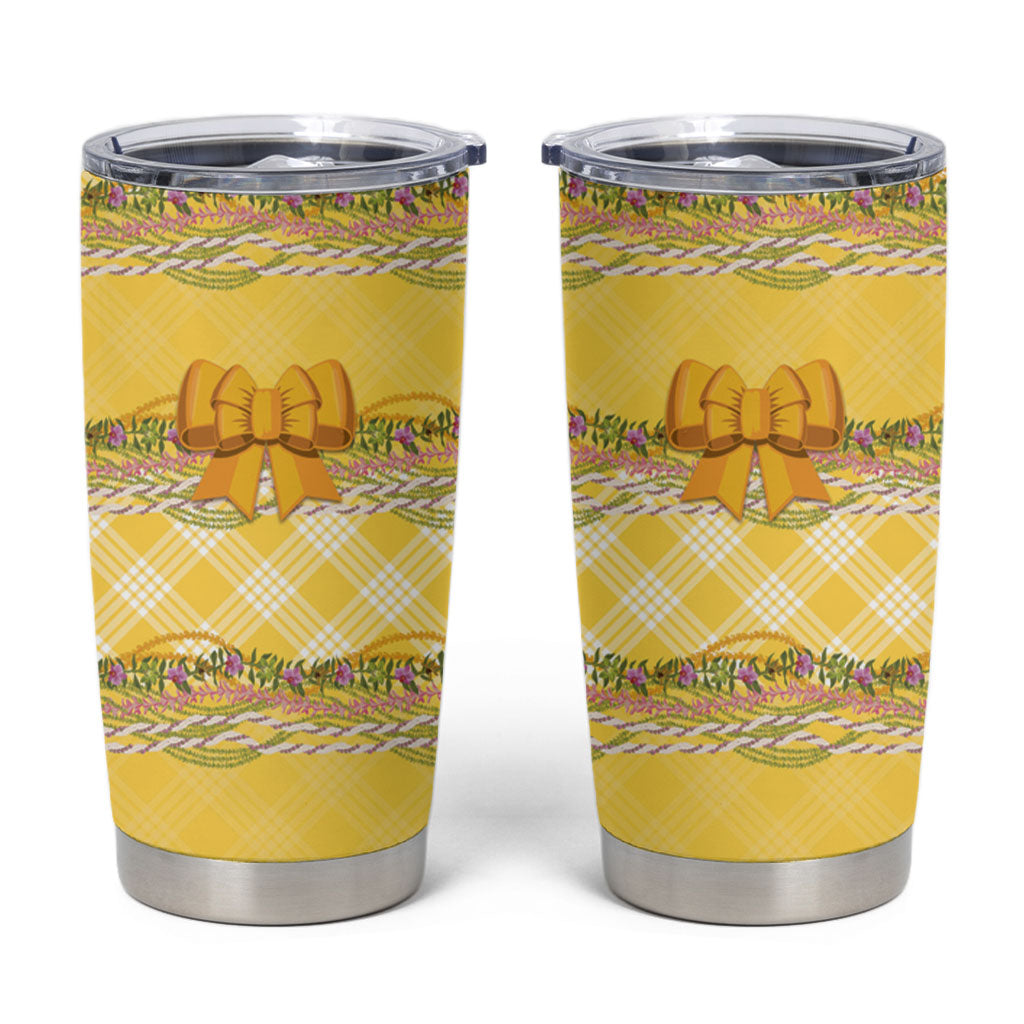 Hawaii Palaka Pikake Lokelani Plumeria Tumbler Cup Melemele Coquette Bow LT01 Yellow - Polynesian Pride