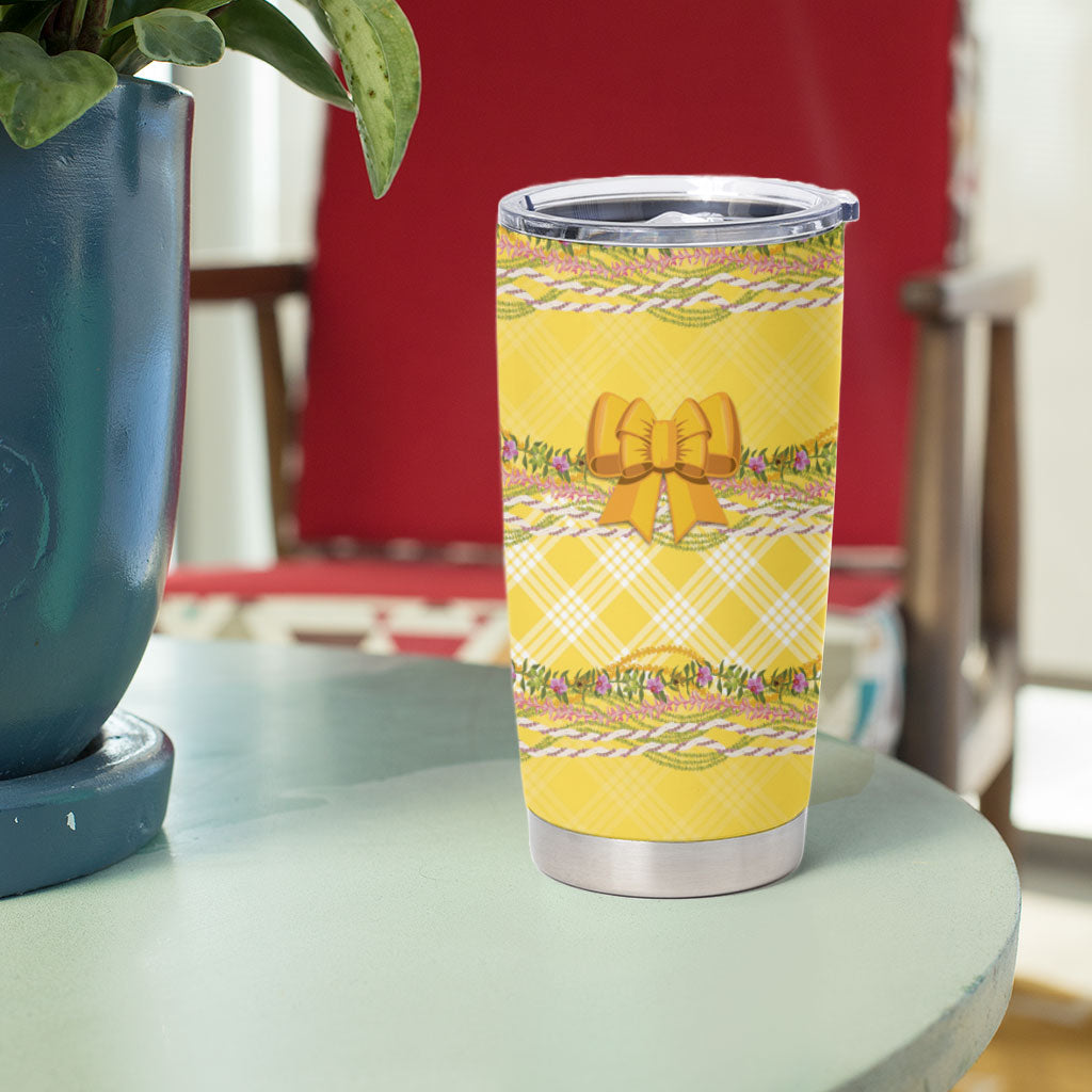 Hawaii Palaka Pikake Lokelani Plumeria Tumbler Cup Melemele Coquette Bow LT01 - Polynesian Pride