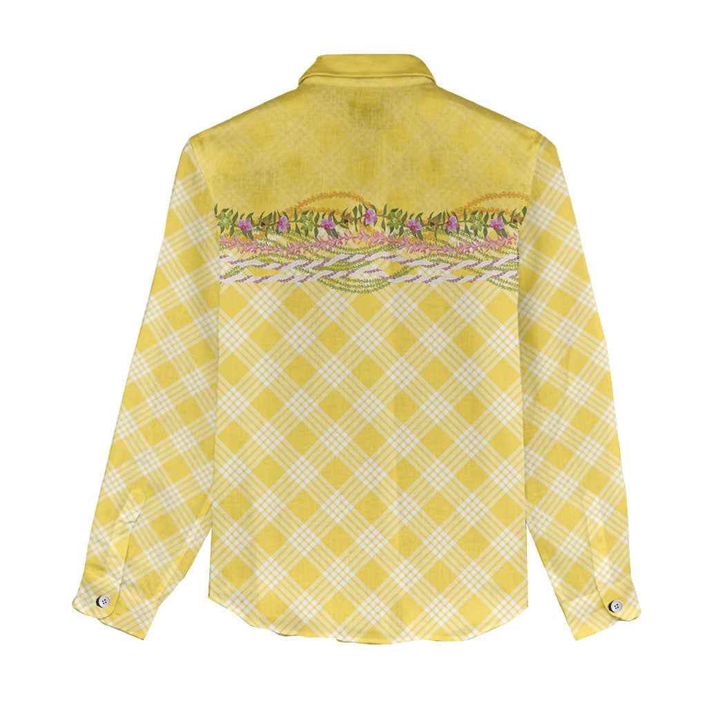 Hawaii Palaka Pikake Lokelani Plumeria Women Casual Shirt Melemele Coquette Bow LT01 - Polynesian Pride