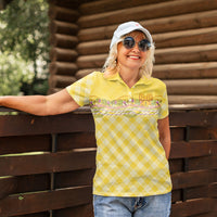 Hawaii Palaka Pikake Lokelani Plumeria Women Polo Shirt Melemele Coquette Bow LT01 - Polynesian Pride