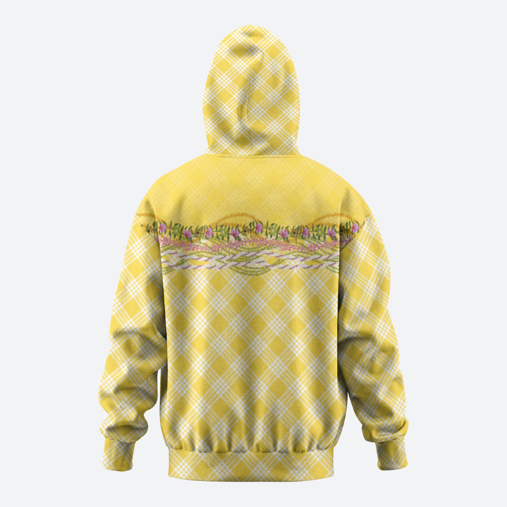 Hawaii Palaka Pikake Lokelani Plumeria Zip Hoodie Melemele Coquette Bow LT01 - Polynesian Pride