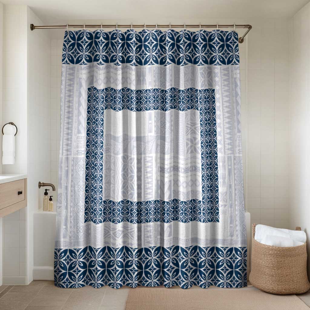 Samoa Siapo Blue Trimmed Bathroom Set Samoa White Sunday - Polynesian Pride