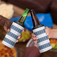 Samoa Siapo Blue Trimmed 4 in 1 Can Cooler Tumbler Samoa White Sunday - Polynesian Pride