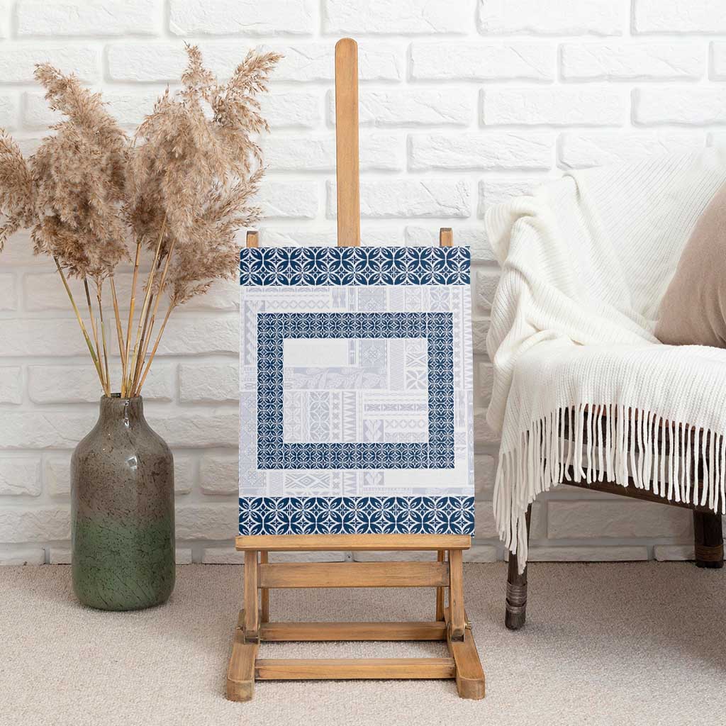 Samoa Siapo Blue Trimmed Canvas Wall Art Samoa White Sunday - Polynesian Pride