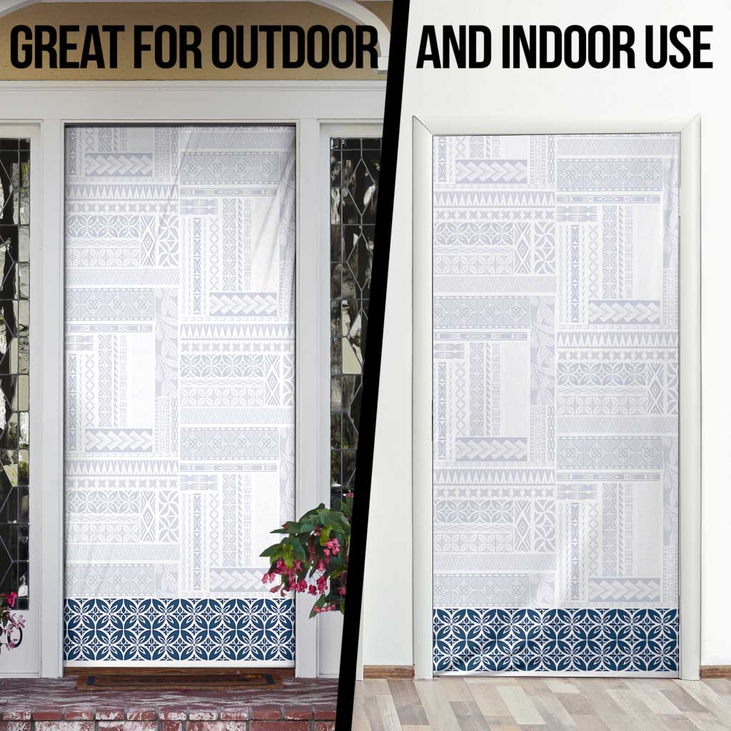 Samoa Siapo Blue Trimmed Door Cover Samoa White Sunday - Polynesian Pride