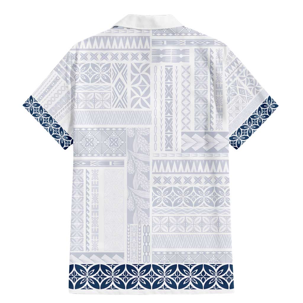 Samoa Siapo Blue Trimmed Family Matching Mermaid Dress and Hawaiian Shirt Samoa White Sunday LT01 - Polynesian Pride