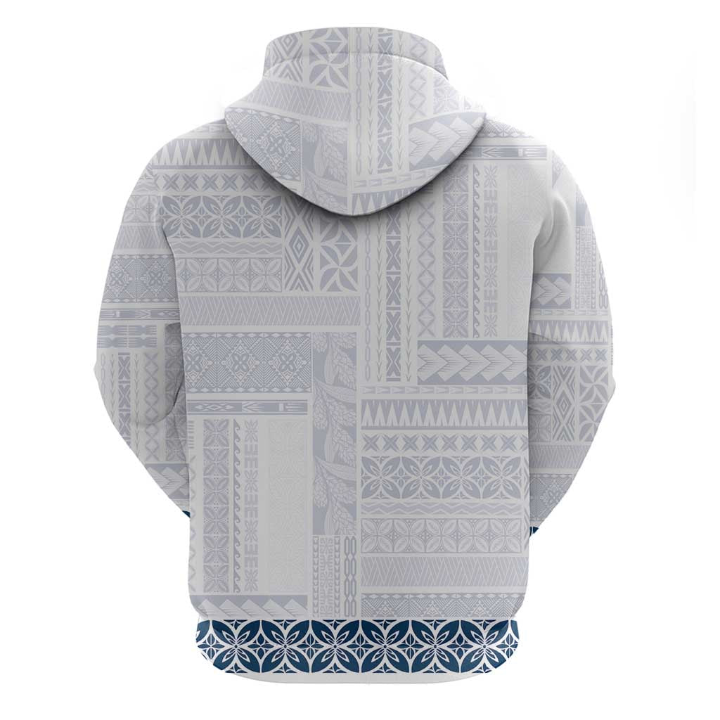 Samoa Siapo Blue Trimmed Hoodie Samoa White Sunday - Polynesian Pride
