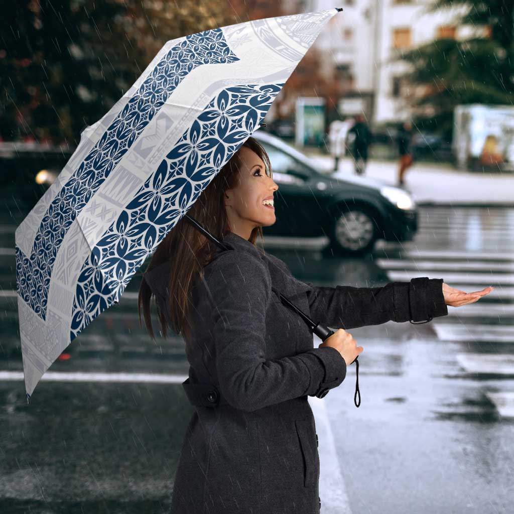 Samoa Siapo Blue Trimmed Umbrella Samoa White Sunday - Polynesian Pride