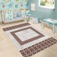 Samoa Siapo Brown Trimmed Area Rug Samoa White Sunday - Polynesian Pride