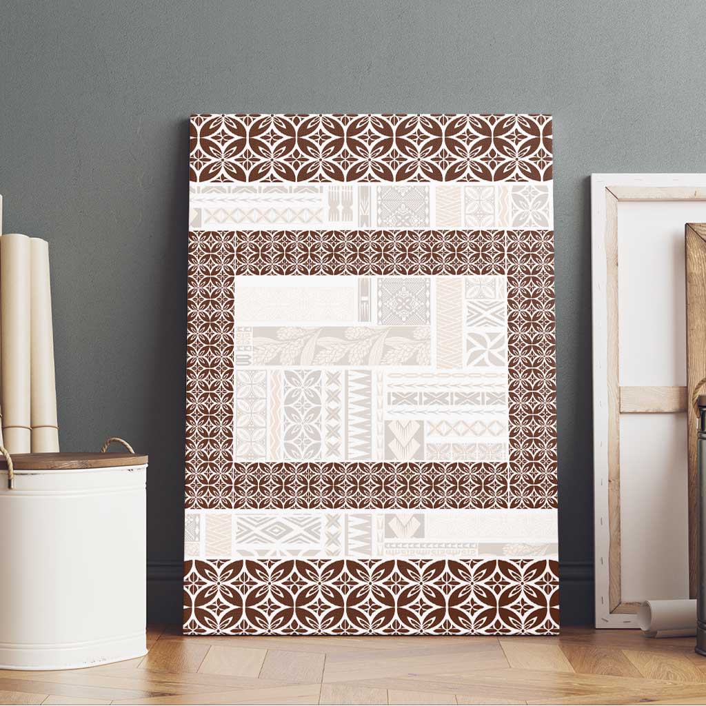 Samoa Siapo Brown Trimmed Canvas Wall Art Samoa White Sunday - Polynesian Pride