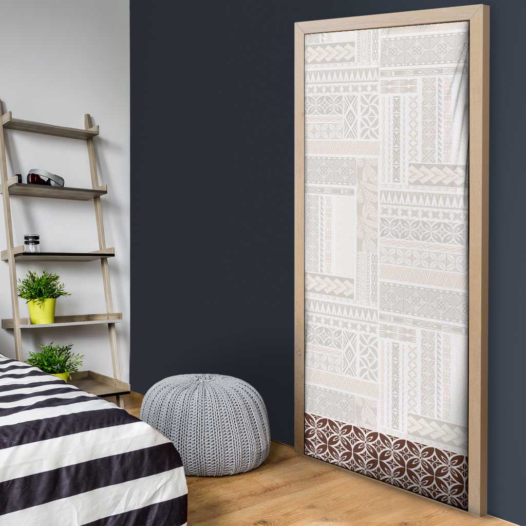 Samoa Siapo Brown Trimmed Door Cover Samoa White Sunday - Polynesian Pride