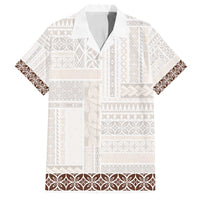Samoa Siapo Brown Trimmed Family Matching Long Sleeve Bodycon Dress and Hawaiian Shirt Samoa White Sunday LT01 Dad's Shirt - Short Sleeve Brown - Polynesian Pride