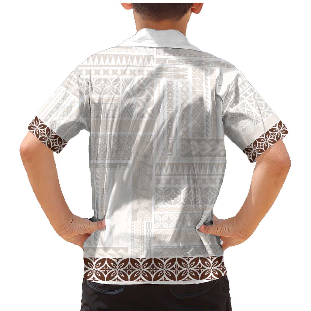 Samoa Siapo Brown Trimmed Family Matching Mermaid Dress and Hawaiian Shirt Samoa White Sunday LT01 - Polynesian Pride