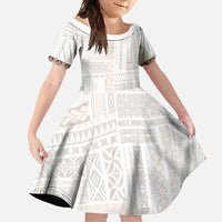 Samoa Siapo Brown Trimmed Family Matching Mermaid Dress and Hawaiian Shirt Samoa White Sunday LT01 Daughter's Dress Brown - Polynesian Pride