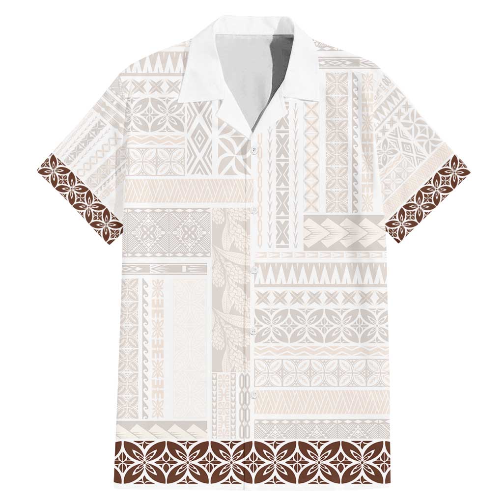 Samoa Siapo Brown Trimmed Family Matching Mermaid Dress and Hawaiian Shirt Samoa White Sunday LT01 Dad's Shirt - Short Sleeve Brown - Polynesian Pride