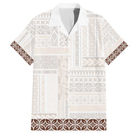 Samoa Siapo Brown Trimmed Family Matching Off The Shoulder Long Sleeve Dress and Hawaiian Shirt Samoa White Sunday LT01 Dad's Shirt - Short Sleeve Brown - Polynesian Pride