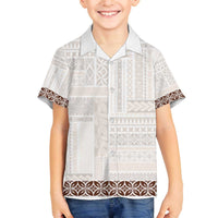 Samoa Siapo Brown Trimmed Family Matching Off The Shoulder Long Sleeve Dress and Hawaiian Shirt Samoa White Sunday LT01 Son's Shirt Brown - Polynesian Pride