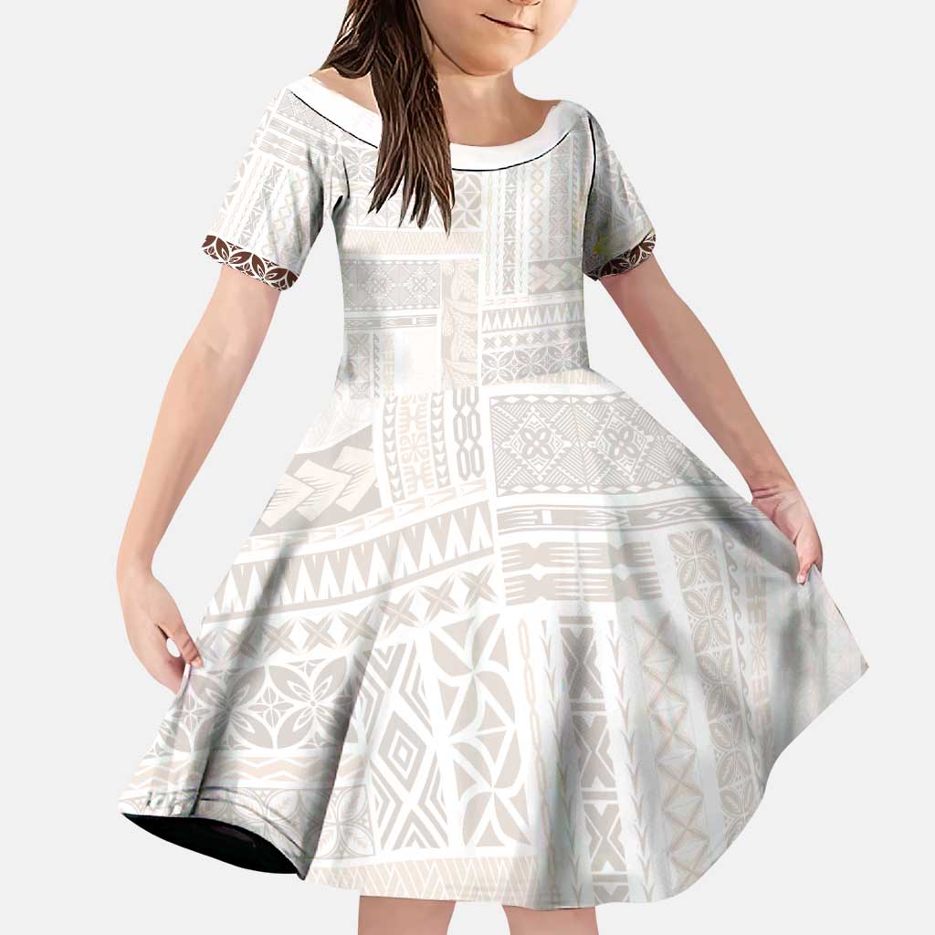 Samoa Siapo Brown Trimmed Family Matching Puletasi and Hawaiian Shirt Samoa White Sunday - Polynesian Pride