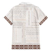 Samoa Siapo Brown Trimmed Family Matching Summer Maxi Dress and Hawaiian Shirt Samoa White Sunday LT01 - Polynesian Pride