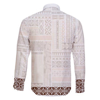 Samoa Siapo Brown Trimmed Family Matching Summer Maxi Dress and Hawaiian Shirt Samoa White Sunday LT01 - Polynesian Pride