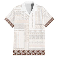 Samoa Siapo Brown Trimmed Family Matching Tank Maxi Dress and Hawaiian Shirt Samoa White Sunday LT01 Dad's Shirt - Short Sleeve Brown - Polynesian Pride