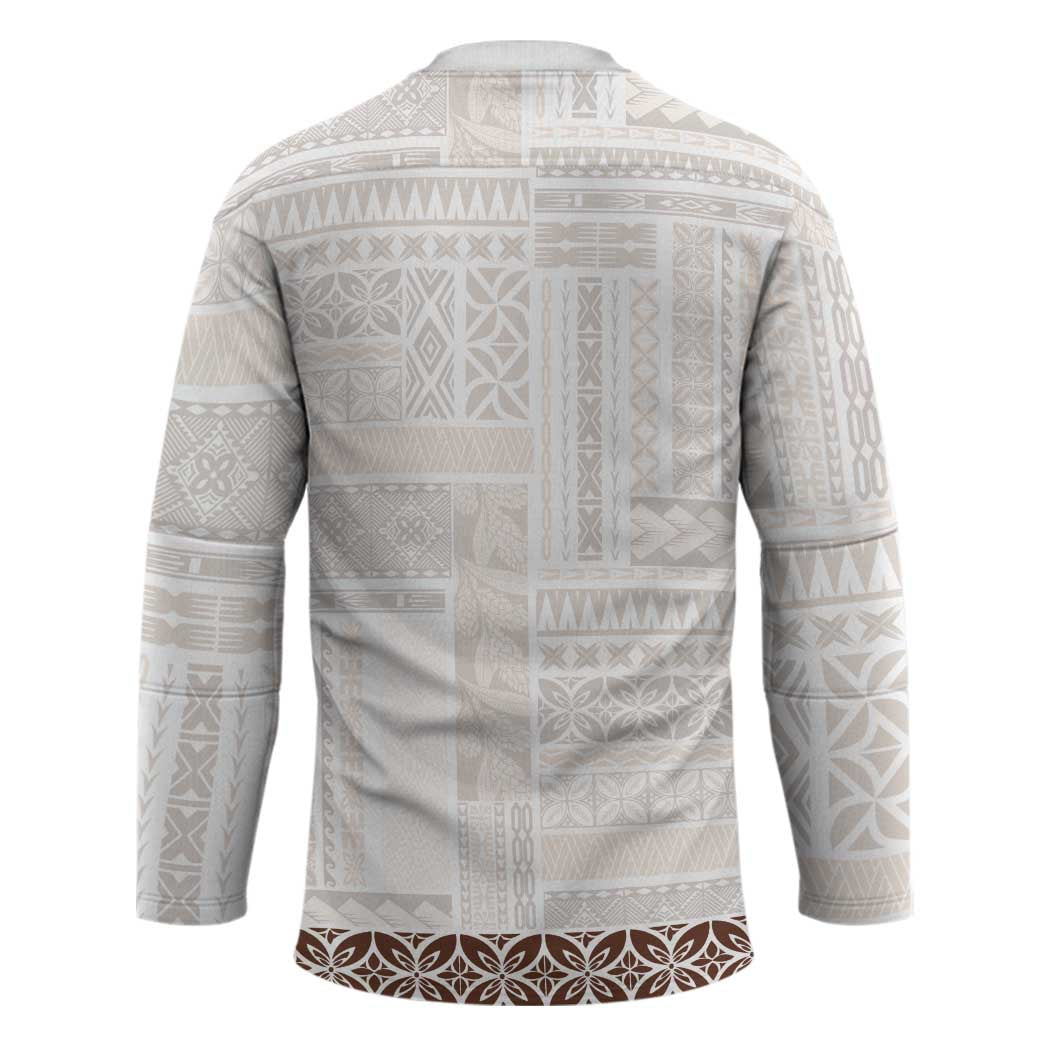 Samoa Siapo Brown Trimmed Hockey Jersey Samoa White Sunday - Polynesian Pride