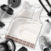 Samoa Siapo Brown Trimmed Men Tank Top Samoa White Sunday - Polynesian Pride