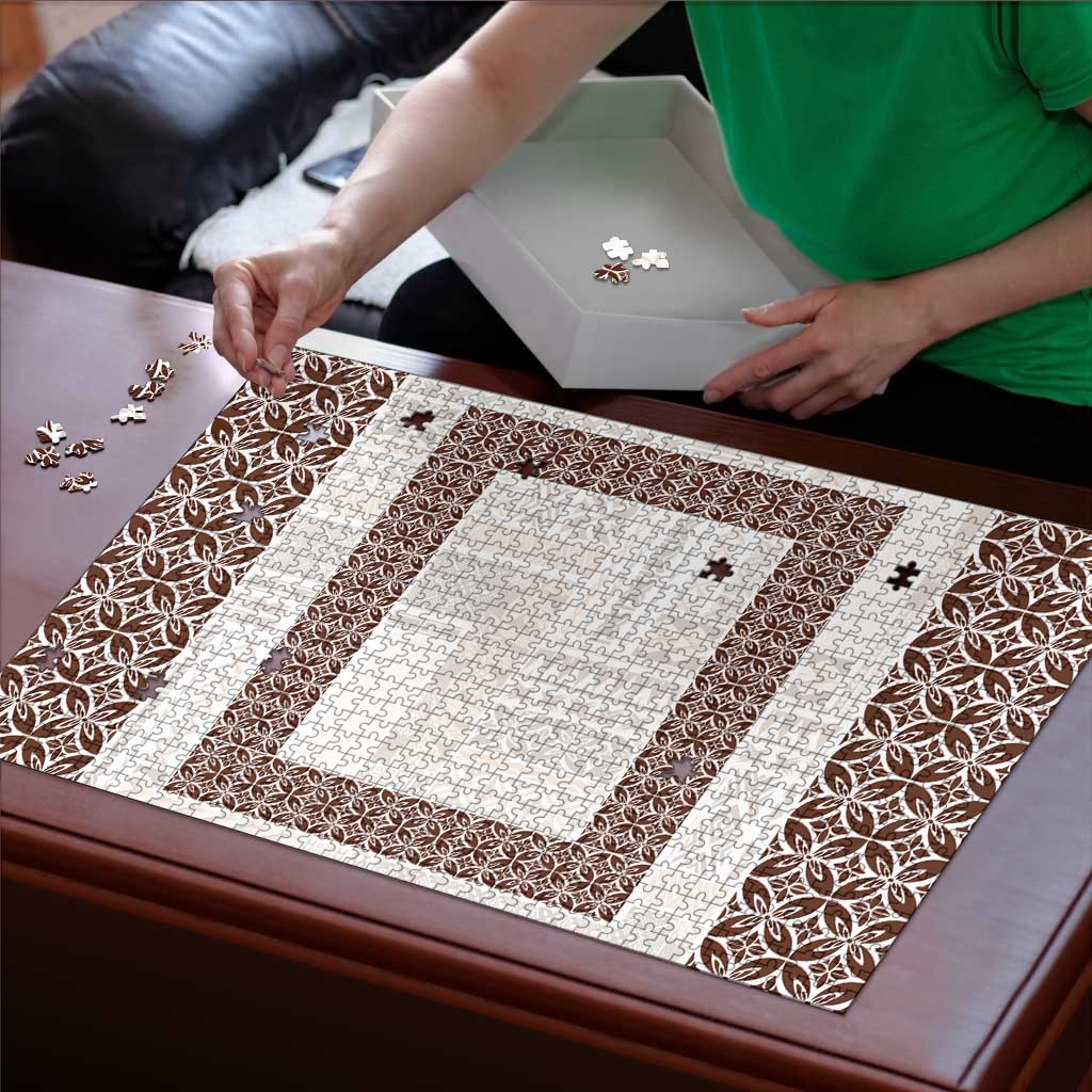 Samoa Siapo Brown Trimmed Puzzle Samoa White Sunday - Polynesian Pride
