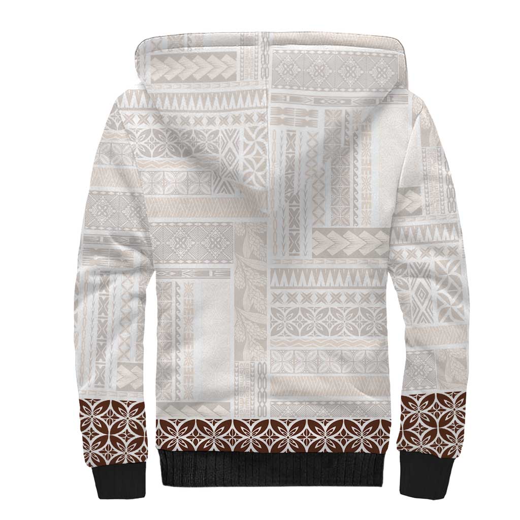 Samoa Siapo Brown Trimmed Sherpa Hoodie Samoa White Sunday - Polynesian Pride