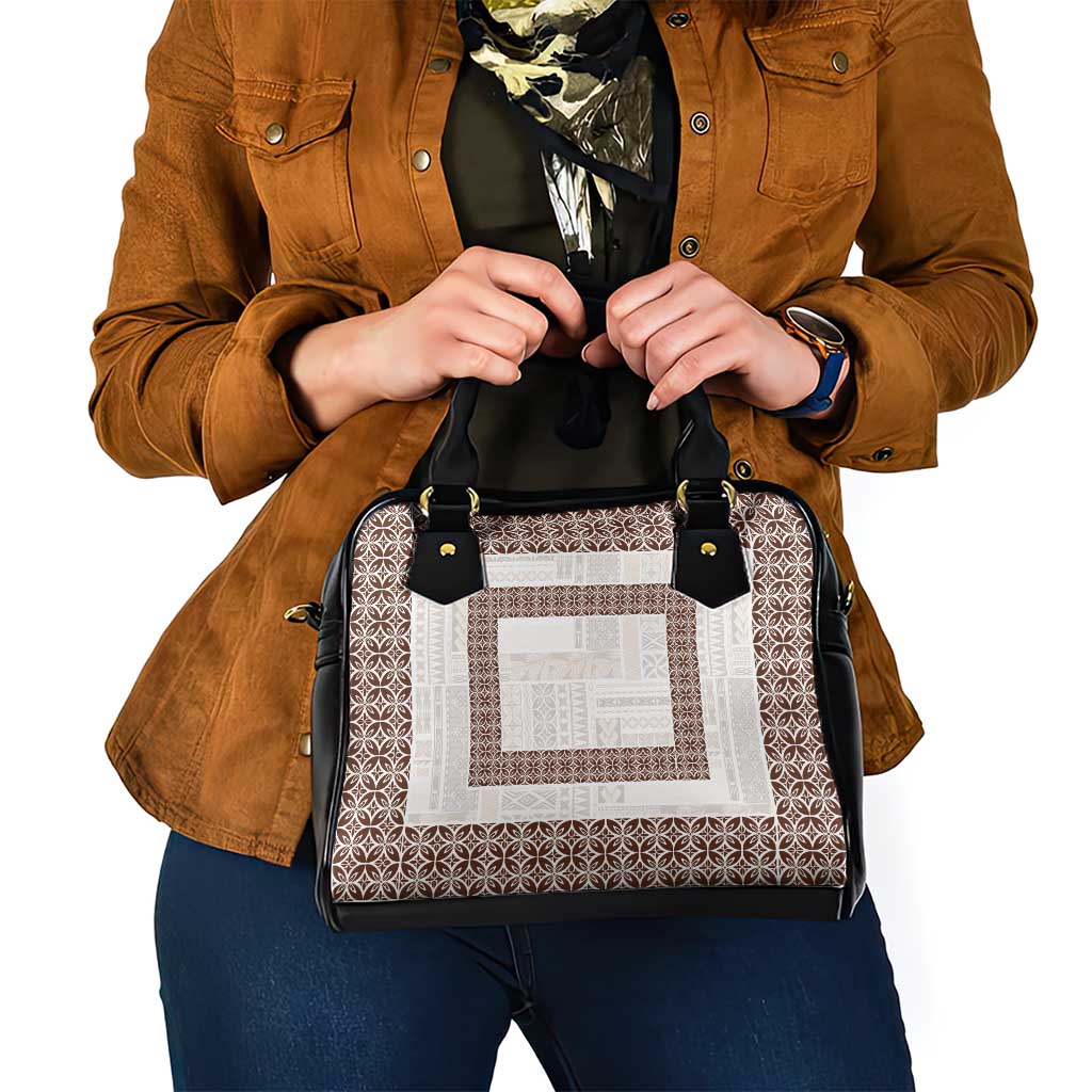 Samoa Siapo Brown Trimmed Shoulder Handbag Samoa White Sunday - Polynesian Pride