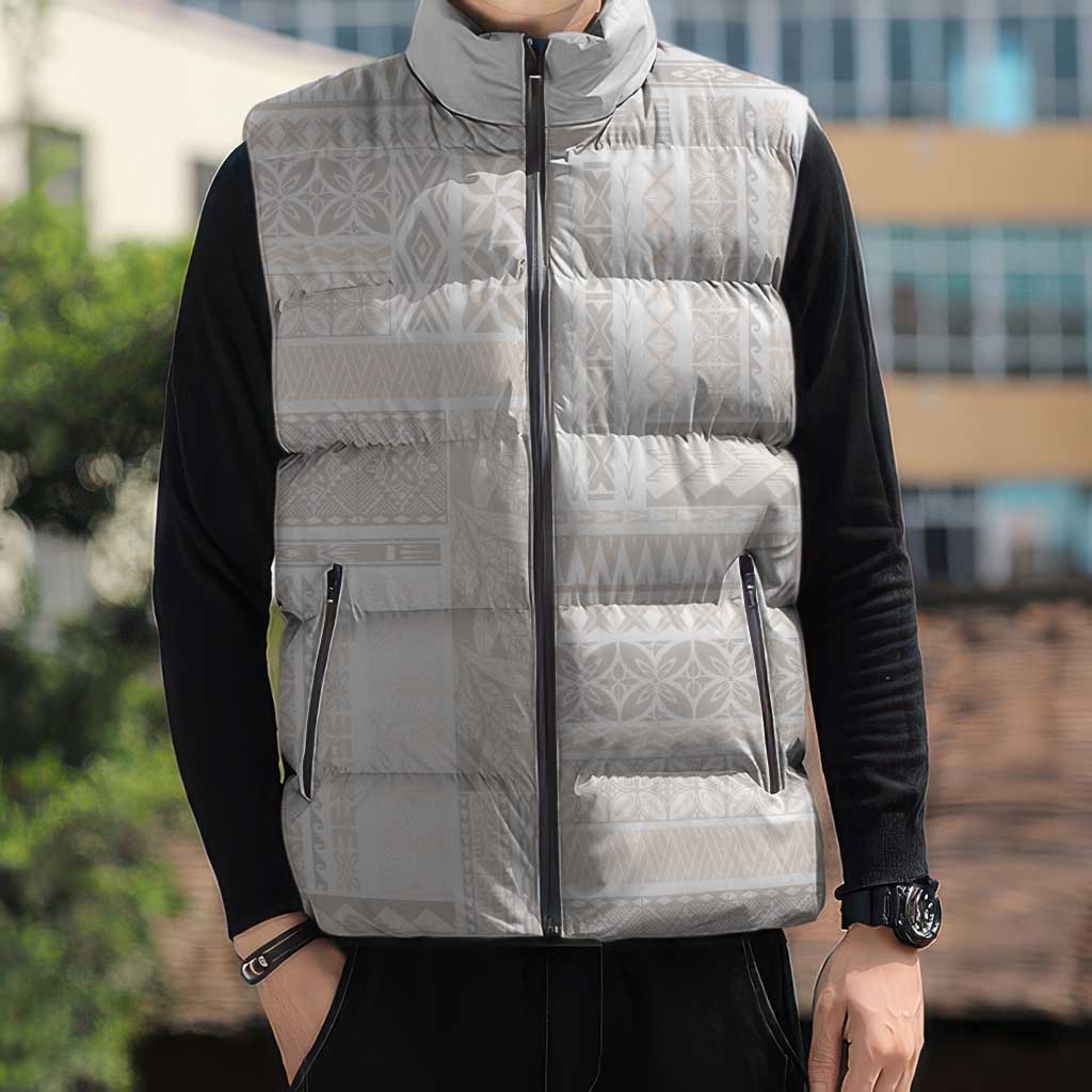 Samoa Siapo Brown Trimmed Sleeveless Puffer Jacket Samoa White Sunday - Polynesian Pride