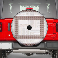 Samoa Siapo Brown Trimmed Spare Tire Cover Samoa White Sunday - Polynesian Pride