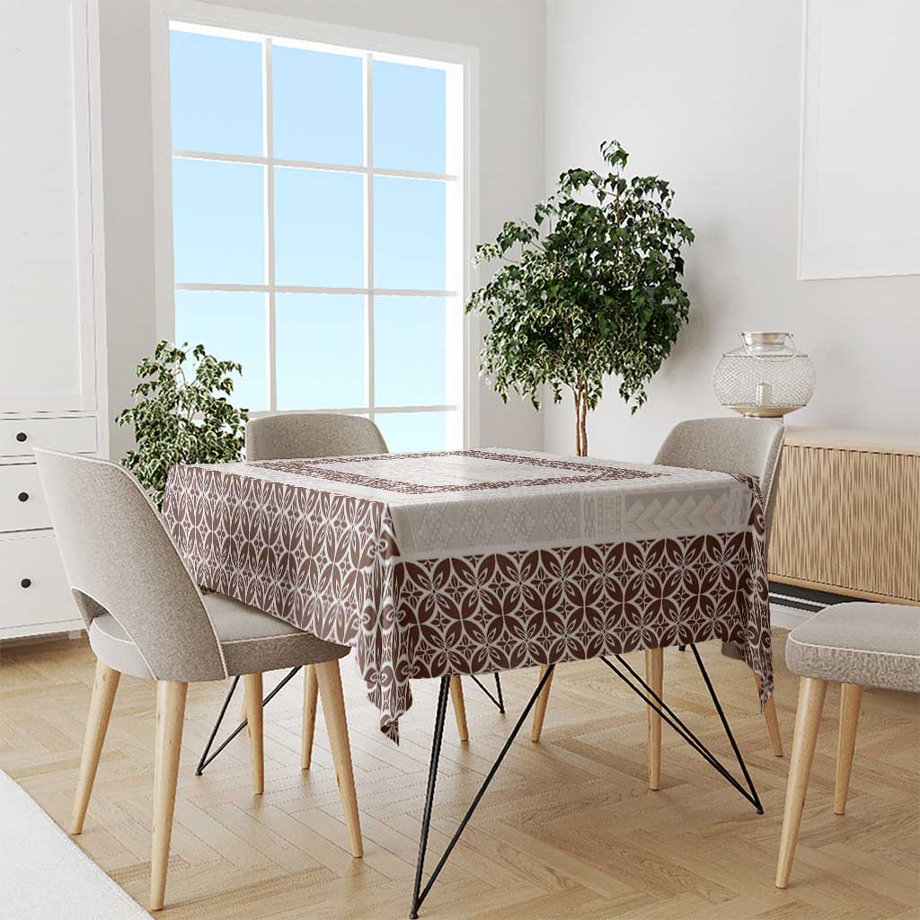 Samoa Siapo Brown Trimmed Tablecloth Samoa White Sunday - Polynesian Pride