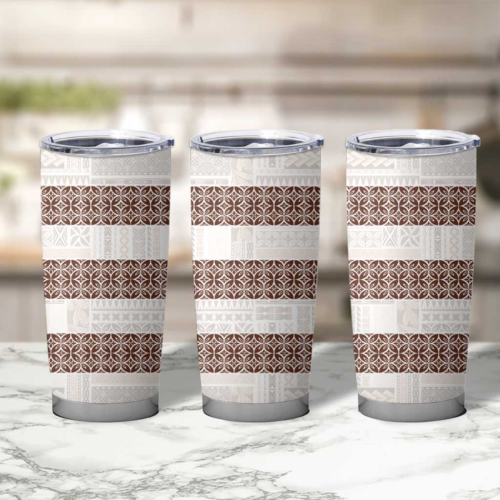Samoa Siapo Brown Trimmed Tumbler Cup Samoa White Sunday - Polynesian Pride