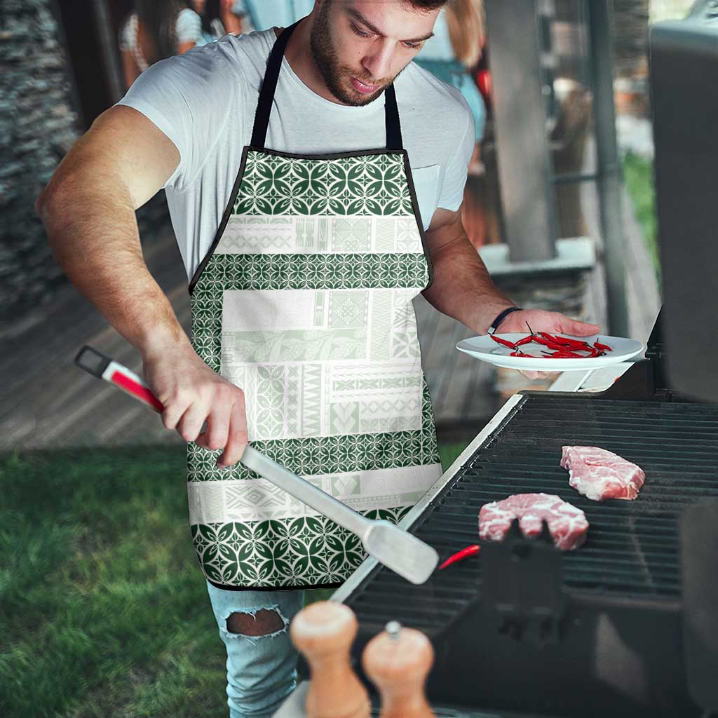 Samoa Siapo Green Trimmed Apron Samoa White Sunday - Polynesian Pride