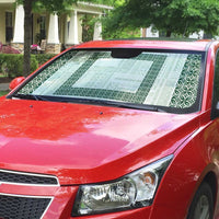Samoa Siapo Green Trimmed Auto Sun Shade Samoa White Sunday - Polynesian Pride
