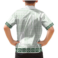 Samoa Siapo Green Trimmed Family Matching Mermaid Dress and Hawaiian Shirt Samoa White Sunday LT01 - Polynesian Pride