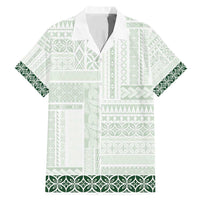 Samoa Siapo Green Trimmed Family Matching Mermaid Dress and Hawaiian Shirt Samoa White Sunday LT01 Dad's Shirt - Short Sleeve Green - Polynesian Pride