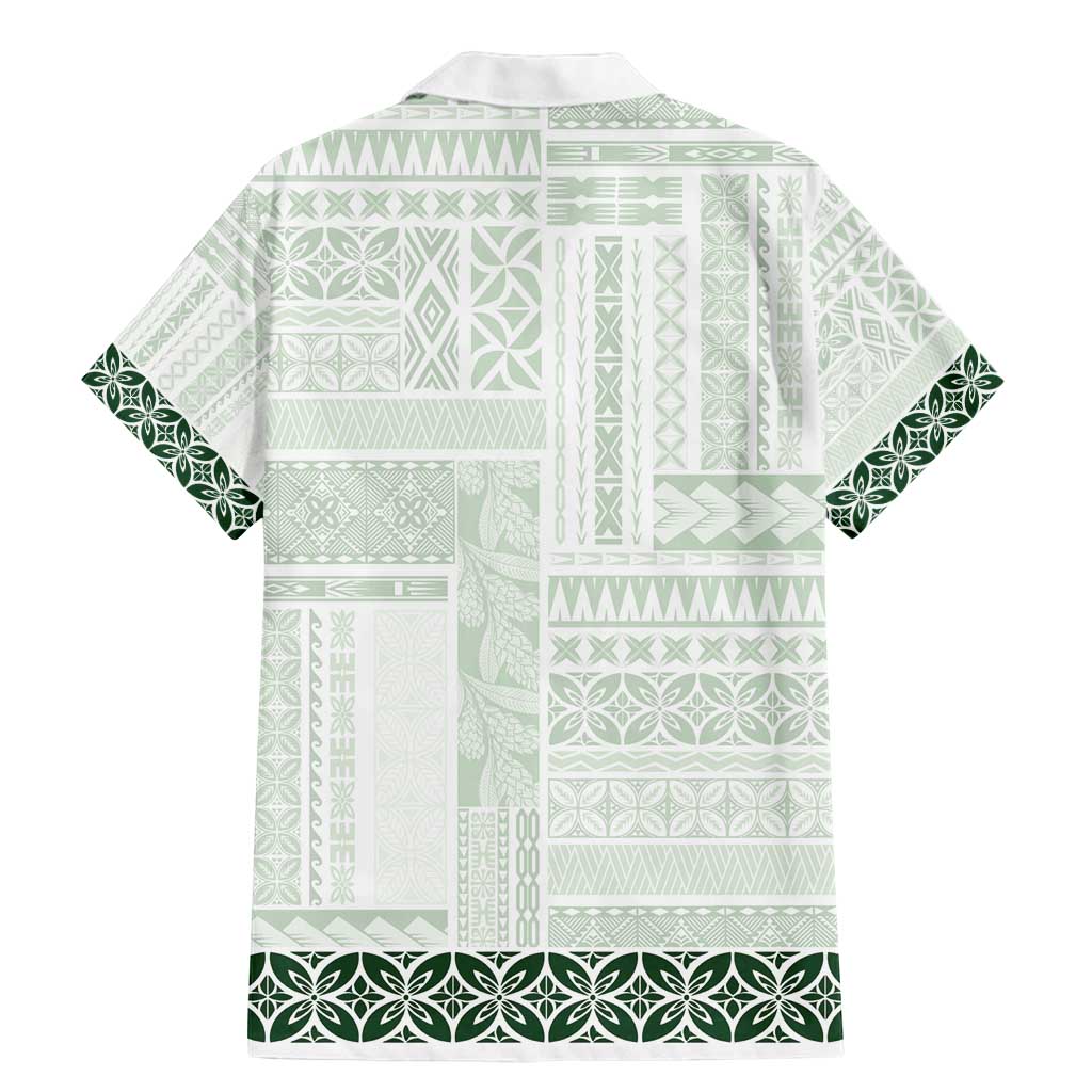 Samoa Siapo Green Trimmed Family Matching Mermaid Dress and Hawaiian Shirt Samoa White Sunday LT01 - Polynesian Pride